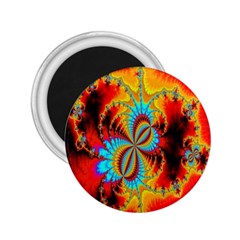 Crazy Mandelbrot Fractal Red Yellow Turquoise 2 25  Magnets by EDDArt