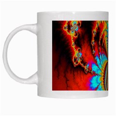 Crazy Mandelbrot Fractal Red Yellow Turquoise White Mugs by EDDArt