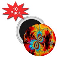 Crazy Mandelbrot Fractal Red Yellow Turquoise 1 75  Magnets (10 Pack)  by EDDArt