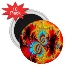 Crazy Mandelbrot Fractal Red Yellow Turquoise 2 25  Magnets (10 Pack)  by EDDArt