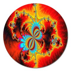 Crazy Mandelbrot Fractal Red Yellow Turquoise Magnet 5  (round) by EDDArt