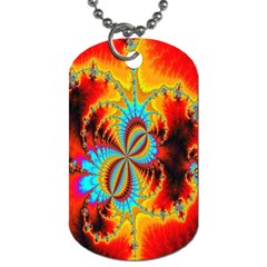 Crazy Mandelbrot Fractal Red Yellow Turquoise Dog Tag (one Side) by EDDArt