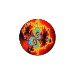 Crazy Mandelbrot Fractal Red Yellow Turquoise Golf Ball Marker (4 Pack) by EDDArt