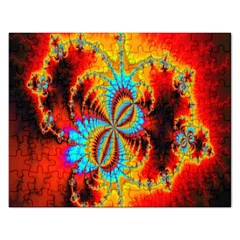 Crazy Mandelbrot Fractal Red Yellow Turquoise Rectangular Jigsaw Puzzl by EDDArt