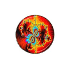 Crazy Mandelbrot Fractal Red Yellow Turquoise Hat Clip Ball Marker (4 Pack) by EDDArt