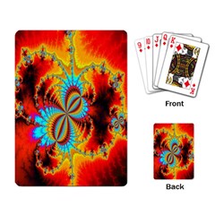 Crazy Mandelbrot Fractal Red Yellow Turquoise Playing Card by EDDArt