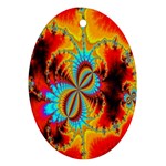 Crazy Mandelbrot Fractal Red Yellow Turquoise Oval Ornament (Two Sides) Front