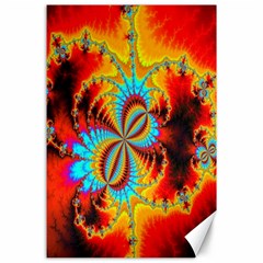 Crazy Mandelbrot Fractal Red Yellow Turquoise Canvas 24  X 36  by EDDArt