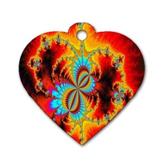 Crazy Mandelbrot Fractal Red Yellow Turquoise Dog Tag Heart (two Sides) by EDDArt