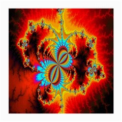 Crazy Mandelbrot Fractal Red Yellow Turquoise Medium Glasses Cloth (2-side) by EDDArt