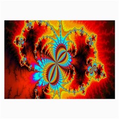 Crazy Mandelbrot Fractal Red Yellow Turquoise Large Glasses Cloth by EDDArt