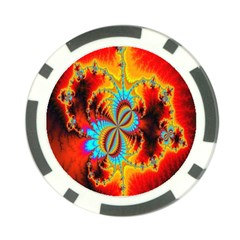 Crazy Mandelbrot Fractal Red Yellow Turquoise Poker Chip Card Guards by EDDArt