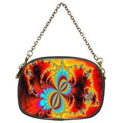 Crazy Mandelbrot Fractal Red Yellow Turquoise Chain Purses (one Side)  by EDDArt