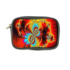 Crazy Mandelbrot Fractal Red Yellow Turquoise Coin Purse by EDDArt