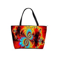 Crazy Mandelbrot Fractal Red Yellow Turquoise Shoulder Handbags by EDDArt