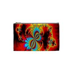 Crazy Mandelbrot Fractal Red Yellow Turquoise Cosmetic Bag (small)  by EDDArt