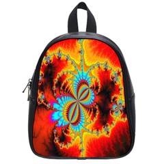 Crazy Mandelbrot Fractal Red Yellow Turquoise School Bags (small)  by EDDArt