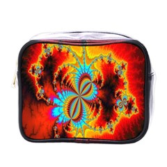 Crazy Mandelbrot Fractal Red Yellow Turquoise Mini Toiletries Bags by EDDArt