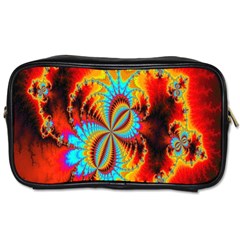 Crazy Mandelbrot Fractal Red Yellow Turquoise Toiletries Bags by EDDArt