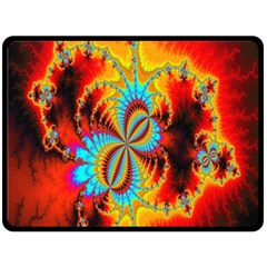 Crazy Mandelbrot Fractal Red Yellow Turquoise Fleece Blanket (large)  by EDDArt