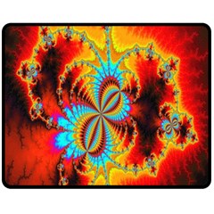 Crazy Mandelbrot Fractal Red Yellow Turquoise Fleece Blanket (medium)  by EDDArt