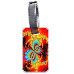 Crazy Mandelbrot Fractal Red Yellow Turquoise Luggage Tags (two Sides) by EDDArt