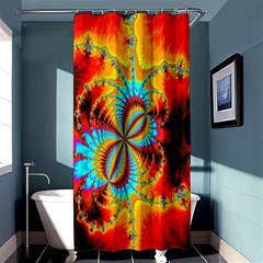 Crazy Mandelbrot Fractal Red Yellow Turquoise Shower Curtain 36  X 72  (stall)  by EDDArt