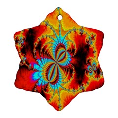 Crazy Mandelbrot Fractal Red Yellow Turquoise Ornament (snowflake)  by EDDArt