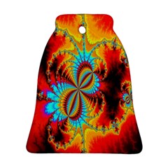 Crazy Mandelbrot Fractal Red Yellow Turquoise Ornament (bell)  by EDDArt