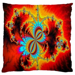 Crazy Mandelbrot Fractal Red Yellow Turquoise Large Cushion Case (one Side) by EDDArt