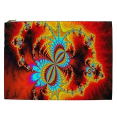 Crazy Mandelbrot Fractal Red Yellow Turquoise Cosmetic Bag (xxl)  by EDDArt