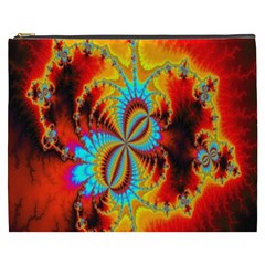 Crazy Mandelbrot Fractal Red Yellow Turquoise Cosmetic Bag (xxxl)  by EDDArt