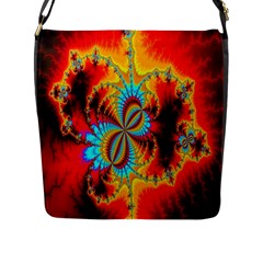 Crazy Mandelbrot Fractal Red Yellow Turquoise Flap Messenger Bag (l)  by EDDArt