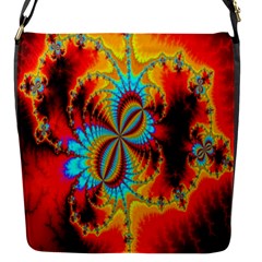 Crazy Mandelbrot Fractal Red Yellow Turquoise Flap Messenger Bag (s) by EDDArt