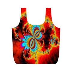 Crazy Mandelbrot Fractal Red Yellow Turquoise Full Print Recycle Bags (m)  by EDDArt