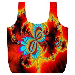 Crazy Mandelbrot Fractal Red Yellow Turquoise Full Print Recycle Bags (l)  by EDDArt