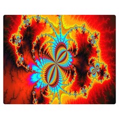 Crazy Mandelbrot Fractal Red Yellow Turquoise Double Sided Flano Blanket (medium)  by EDDArt