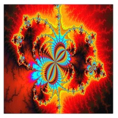 Crazy Mandelbrot Fractal Red Yellow Turquoise Large Satin Scarf (square) by EDDArt