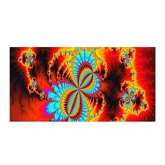 Crazy Mandelbrot Fractal Red Yellow Turquoise Satin Wrap by EDDArt