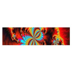 Crazy Mandelbrot Fractal Red Yellow Turquoise Satin Scarf (oblong) by EDDArt