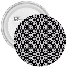 Modern Dots In Squares Mosaic Black White 3  Buttons by EDDArt