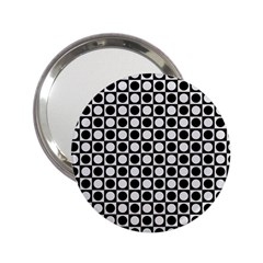 Modern Dots In Squares Mosaic Black White 2 25  Handbag Mirrors by EDDArt