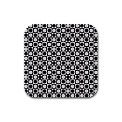 Modern Dots In Squares Mosaic Black White Rubber Square Coaster (4 Pack)  by EDDArt