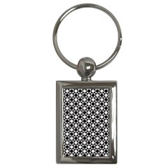 Modern Dots In Squares Mosaic Black White Key Chains (rectangle)  by EDDArt