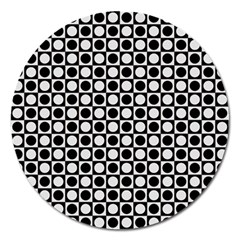 Modern Dots In Squares Mosaic Black White Magnet 5  (round) by EDDArt