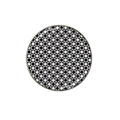 Modern Dots In Squares Mosaic Black White Hat Clip Ball Marker by EDDArt