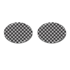 Modern Dots In Squares Mosaic Black White Cufflinks (oval)