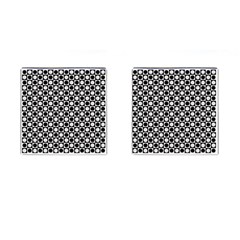 Modern Dots In Squares Mosaic Black White Cufflinks (square)