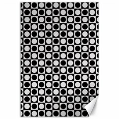 Modern Dots In Squares Mosaic Black White Canvas 12  X 18   by EDDArt