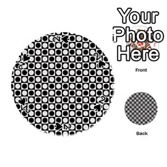 Modern Dots In Squares Mosaic Black White Playing Cards 54 (round)  by EDDArt